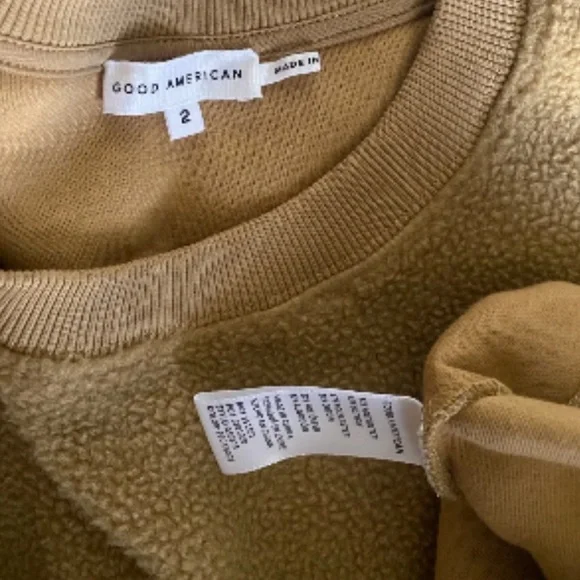 Good American Tan Sherpa Boyfriend Sweater size 2 (S-M) oversized - Picture 6 of 9